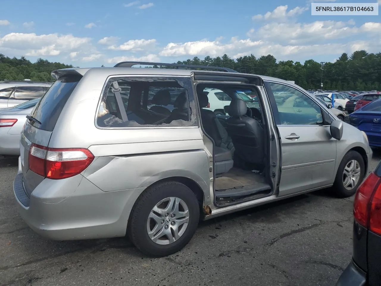 2007 Honda Odyssey Exl VIN: 5FNRL38617B104663 Lot: 56208254