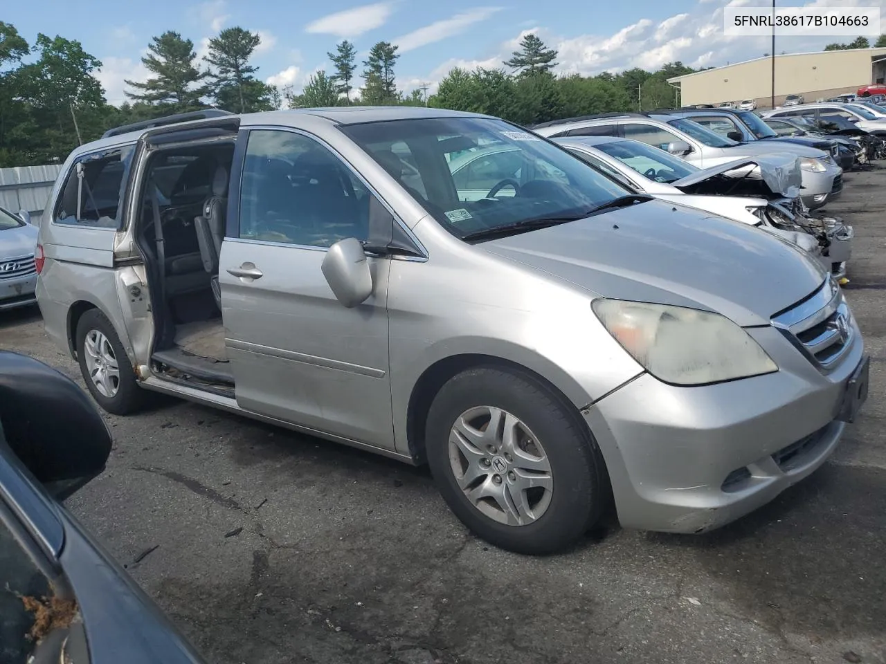 2007 Honda Odyssey Exl VIN: 5FNRL38617B104663 Lot: 56208254