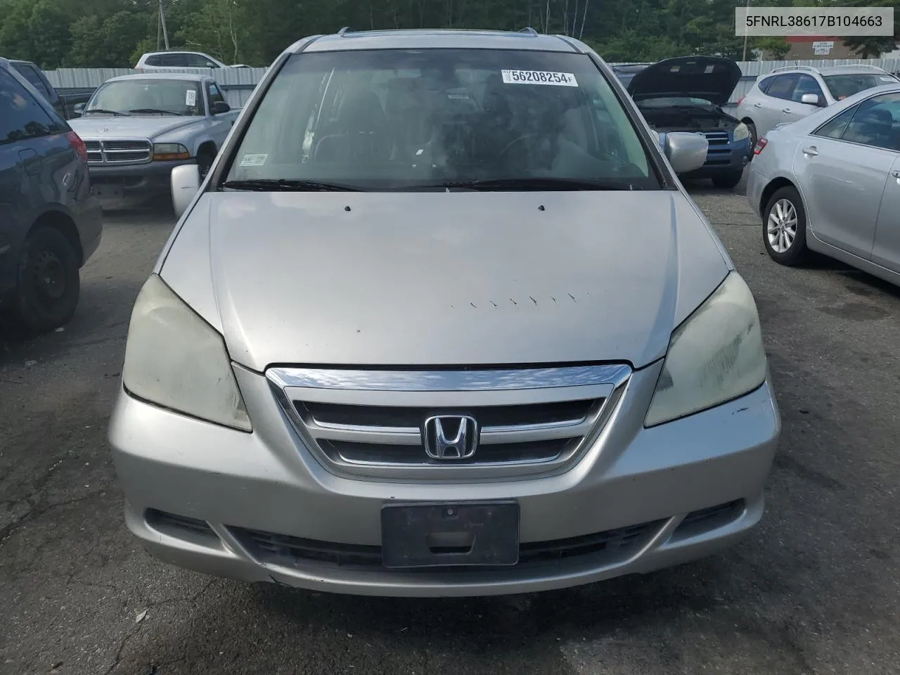 2007 Honda Odyssey Exl VIN: 5FNRL38617B104663 Lot: 56208254