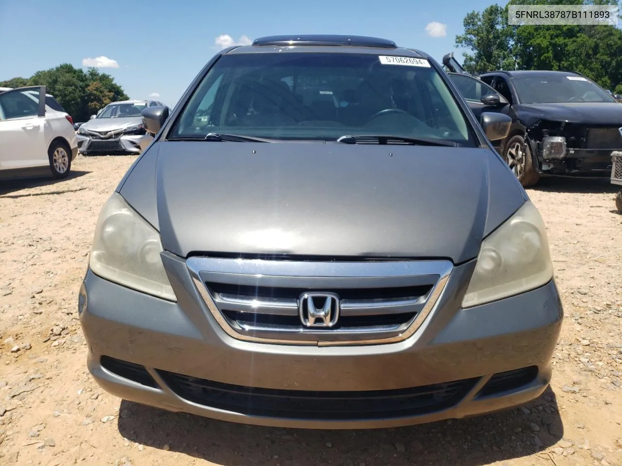 2007 Honda Odyssey Exl VIN: 5FNRL38787B111893 Lot: 57062694