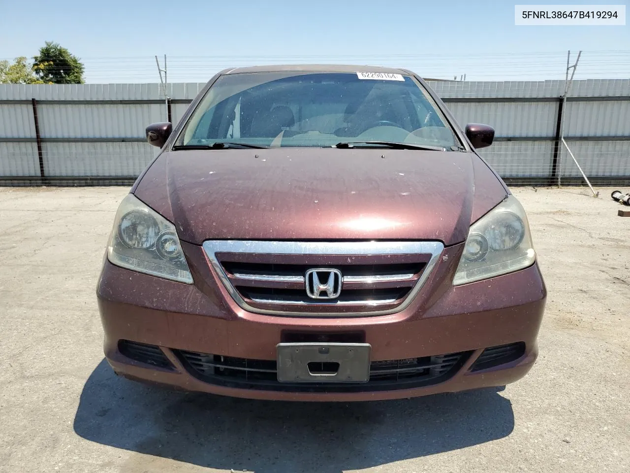 2007 Honda Odyssey Exl VIN: 5FNRL38647B419294 Lot: 62290164