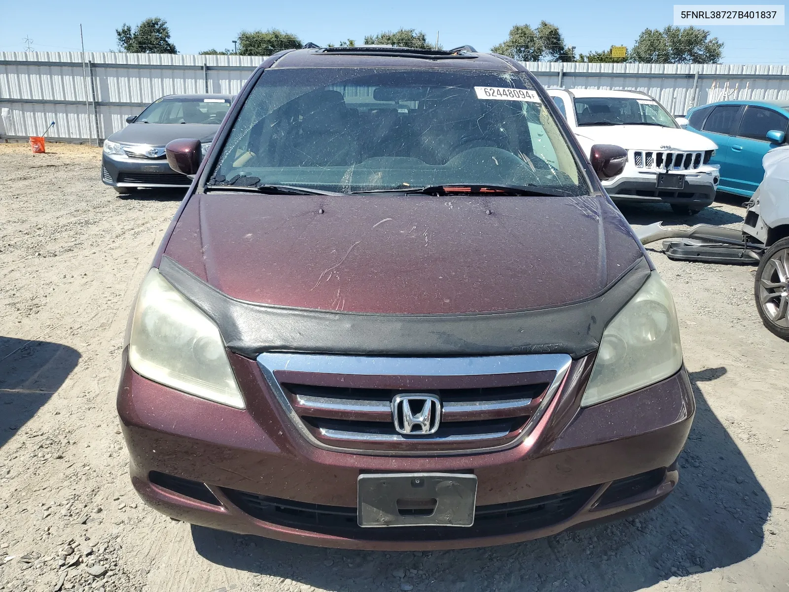 2007 Honda Odyssey Exl VIN: 5FNRL38727B401837 Lot: 62448094