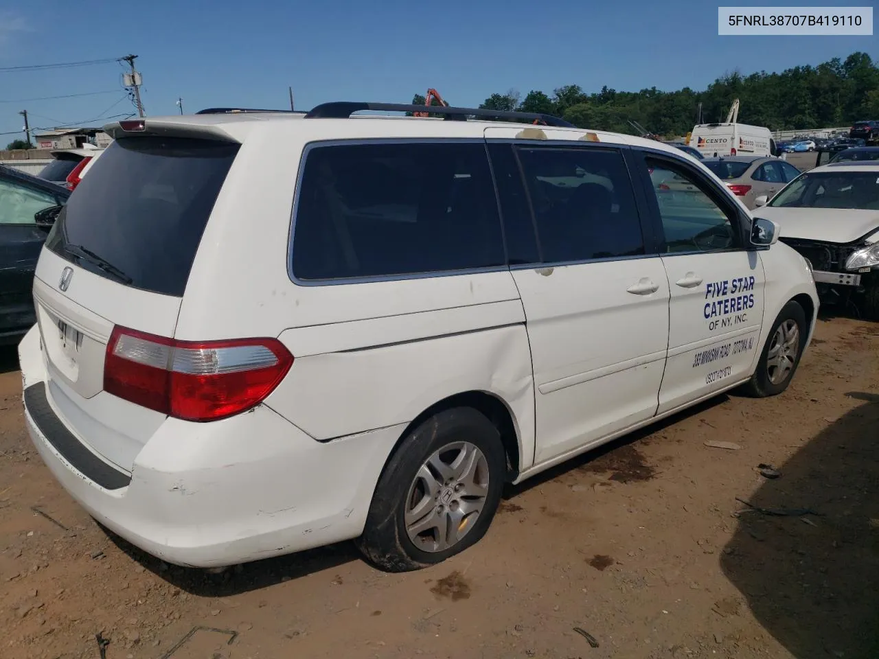 2007 Honda Odyssey Exl VIN: 5FNRL38707B419110 Lot: 64569054