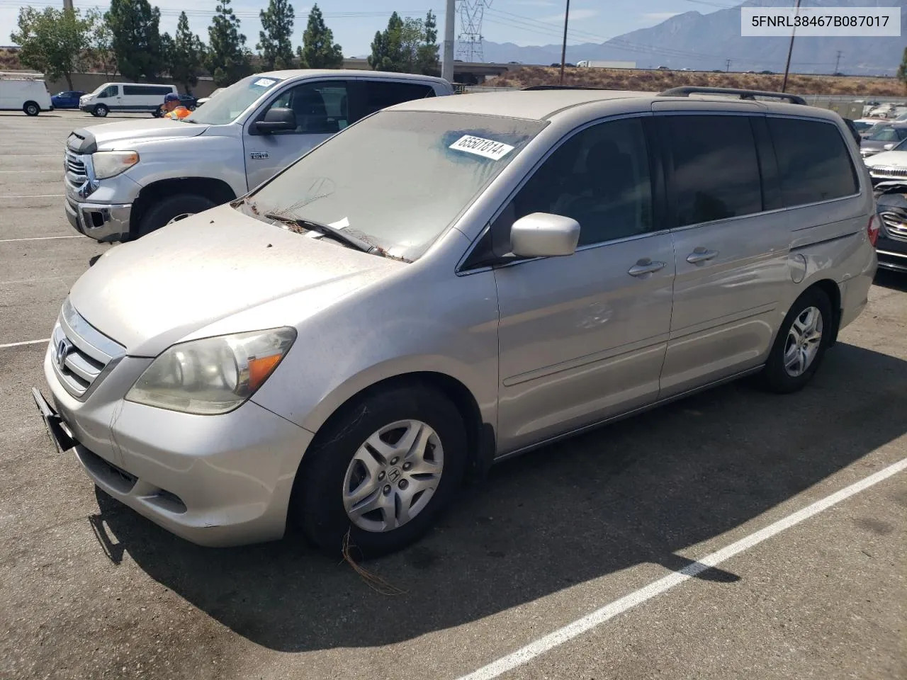 2007 Honda Odyssey Ex VIN: 5FNRL38467B087017 Lot: 65501814