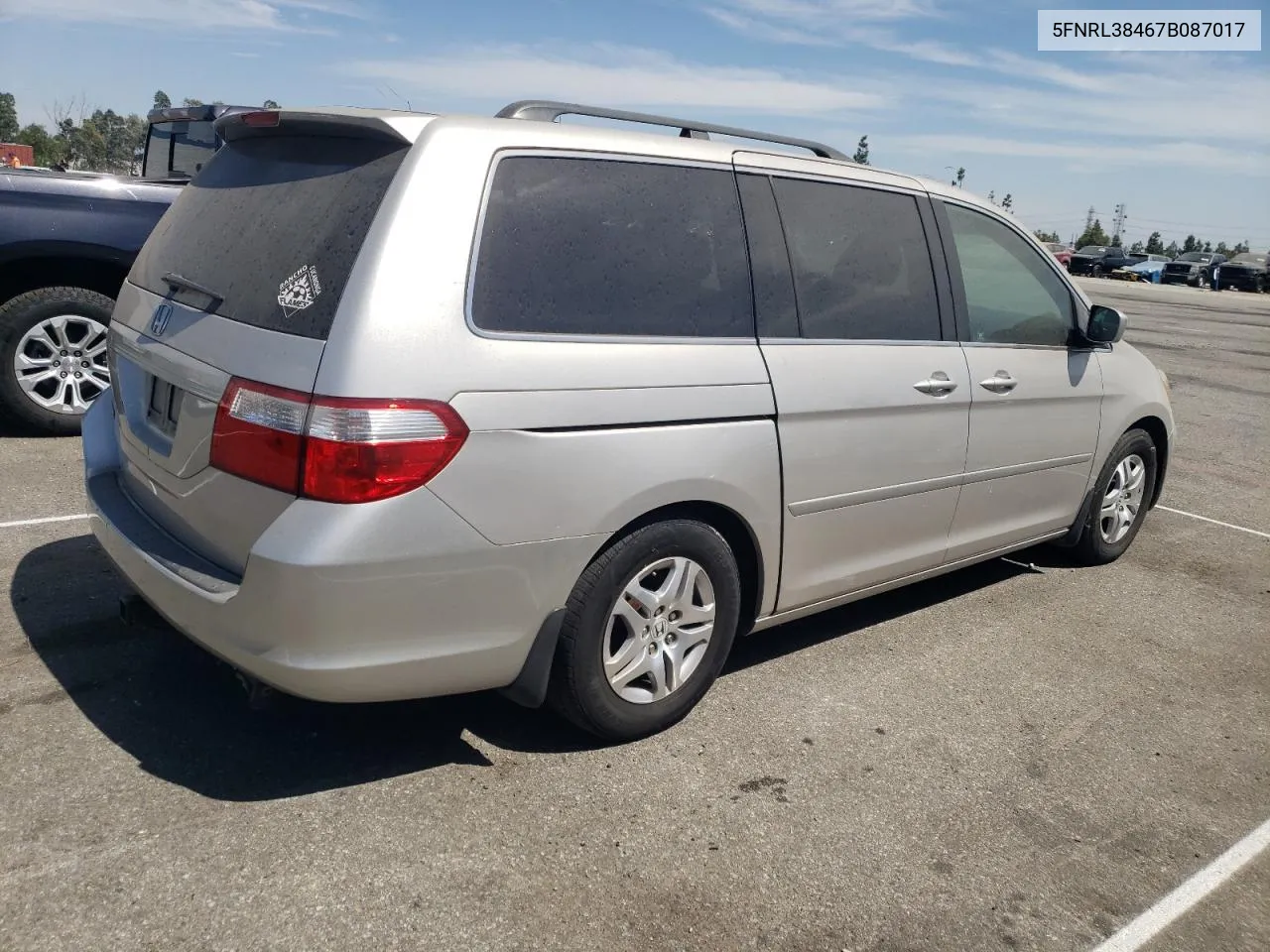 2007 Honda Odyssey Ex VIN: 5FNRL38467B087017 Lot: 65501814