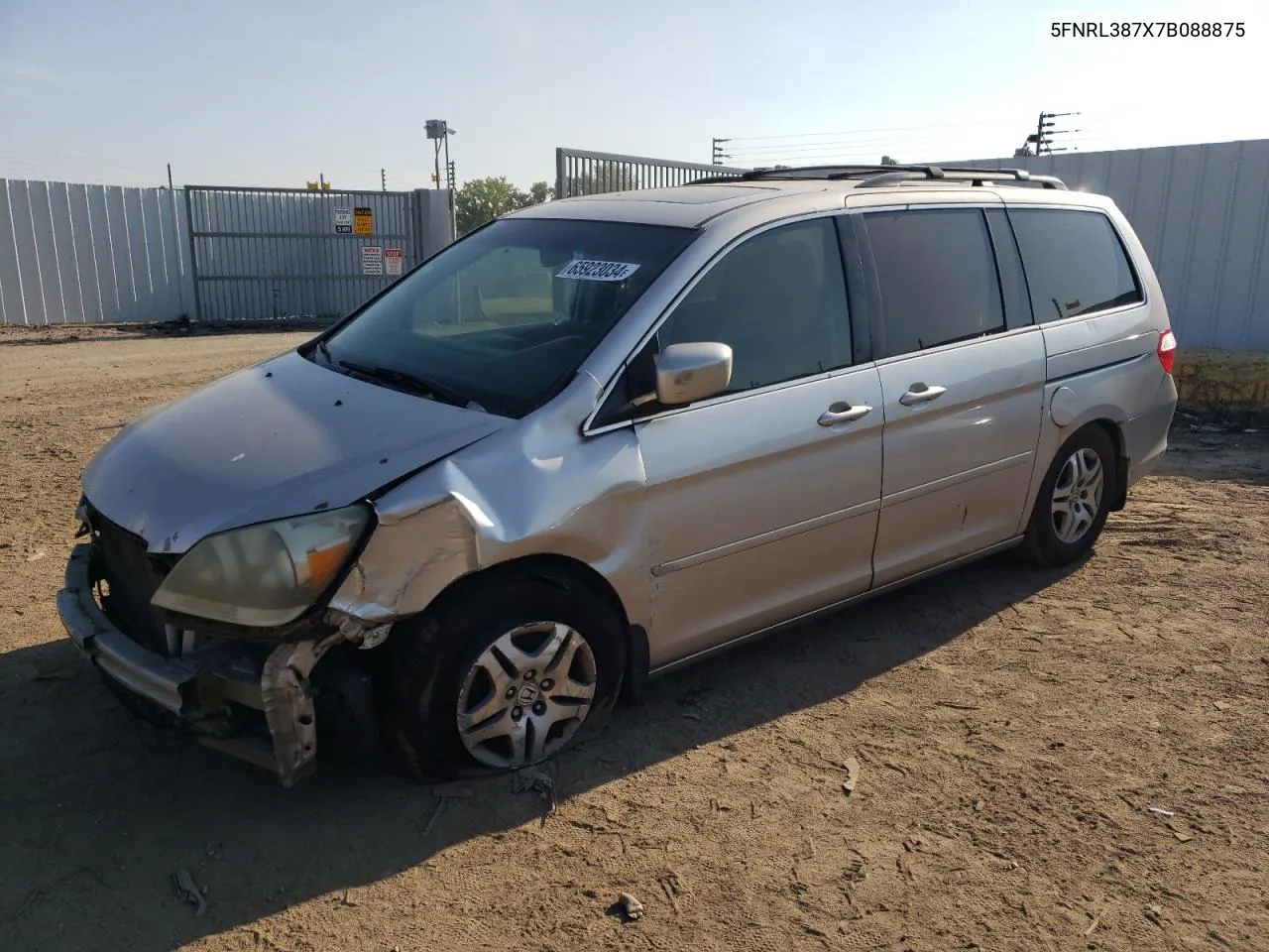 2007 Honda Odyssey Exl VIN: 5FNRL387X7B088875 Lot: 65923034