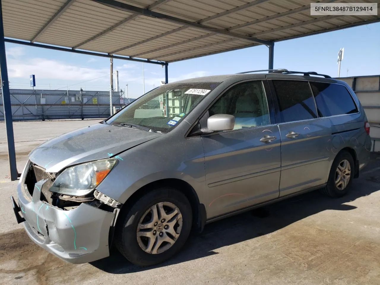 2007 Honda Odyssey Ex VIN: 5FNRL38487B129414 Lot: 67611294