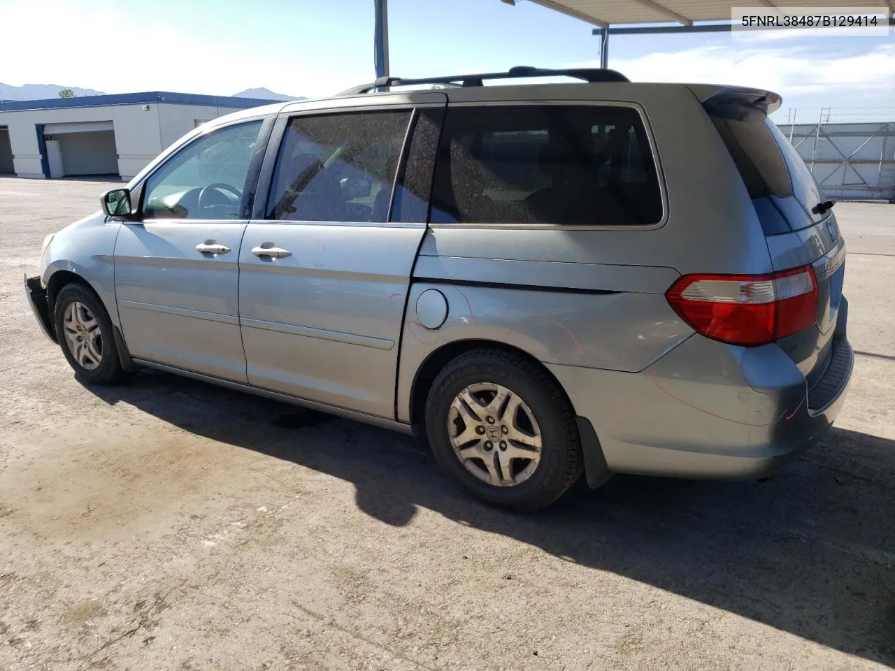 2007 Honda Odyssey Ex VIN: 5FNRL38487B129414 Lot: 67611294