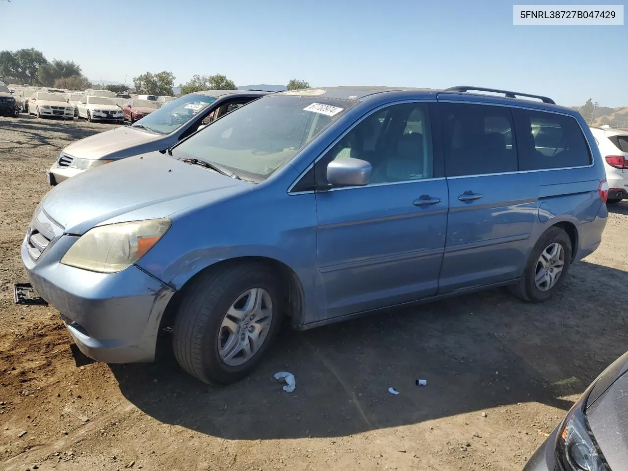 2007 Honda Odyssey Exl VIN: 5FNRL38727B047429 Lot: 67760974