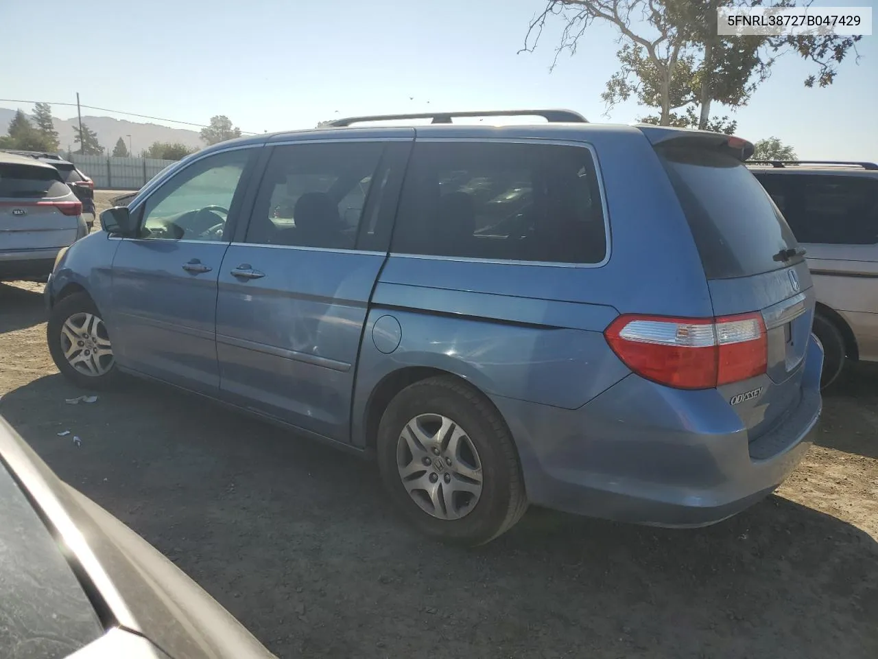 2007 Honda Odyssey Exl VIN: 5FNRL38727B047429 Lot: 67760974