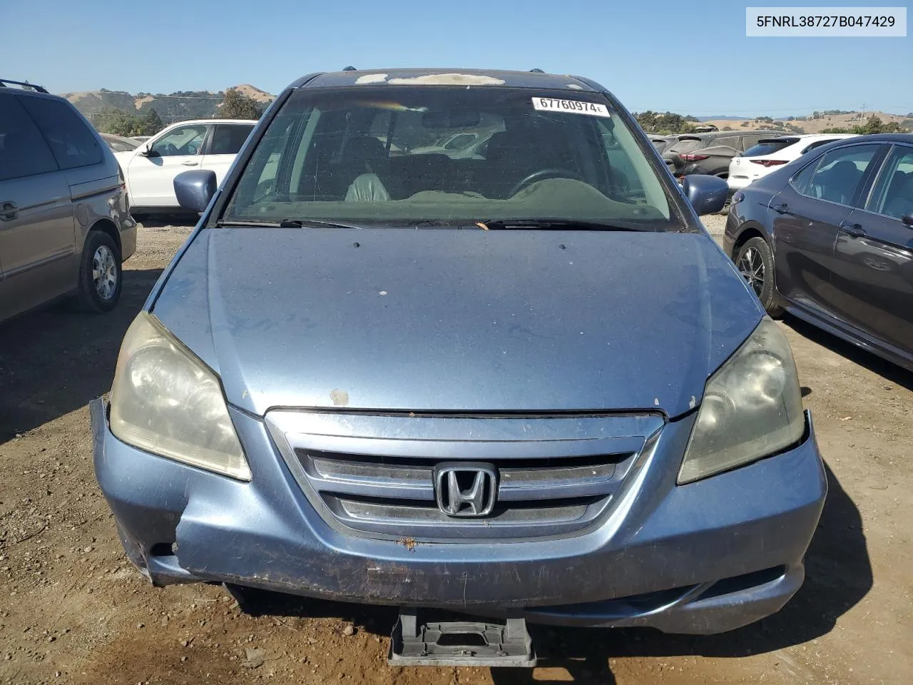 2007 Honda Odyssey Exl VIN: 5FNRL38727B047429 Lot: 67760974