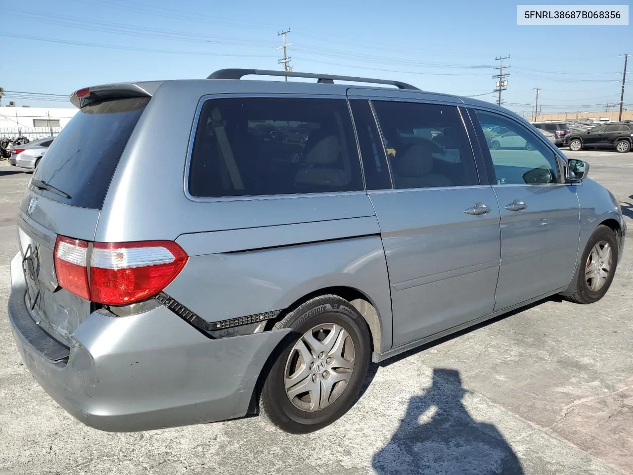 2007 Honda Odyssey Exl VIN: 5FNRL38687B068356 Lot: 69286154