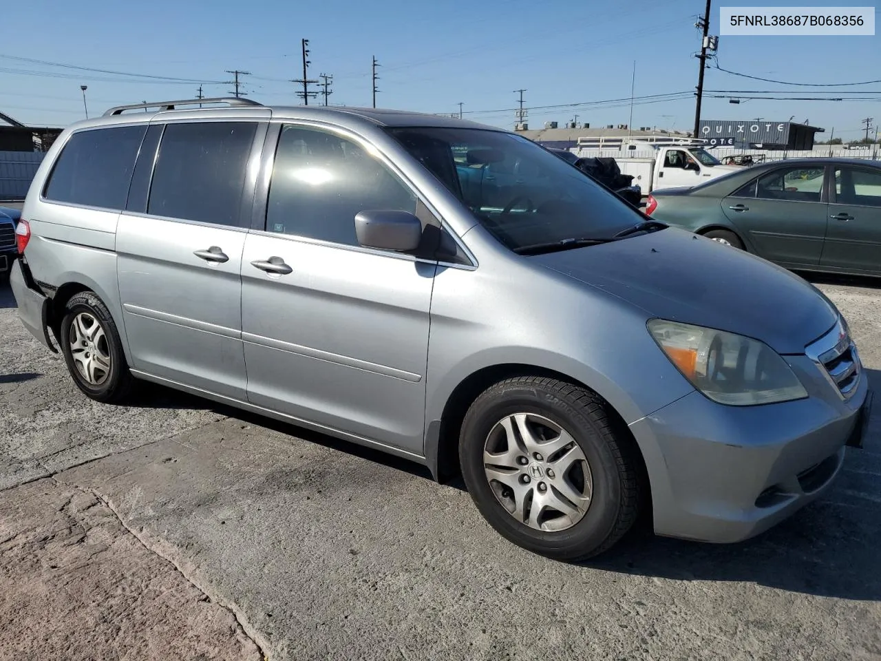 5FNRL38687B068356 2007 Honda Odyssey Exl