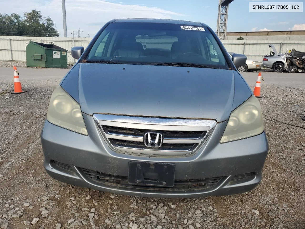 5FNRL38717B051102 2007 Honda Odyssey Exl