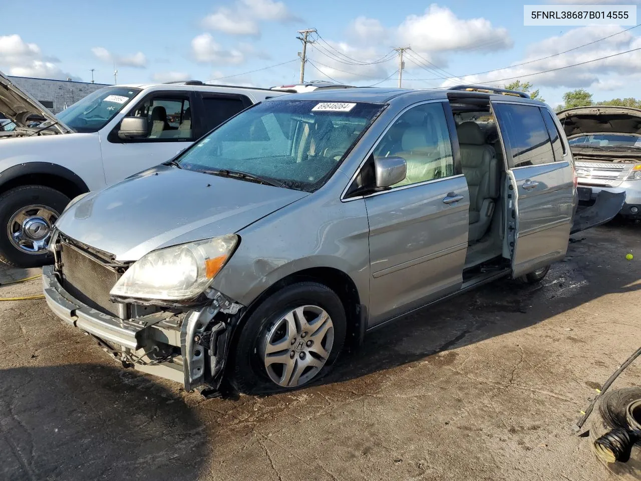 2007 Honda Odyssey Exl VIN: 5FNRL38687B014555 Lot: 69846084