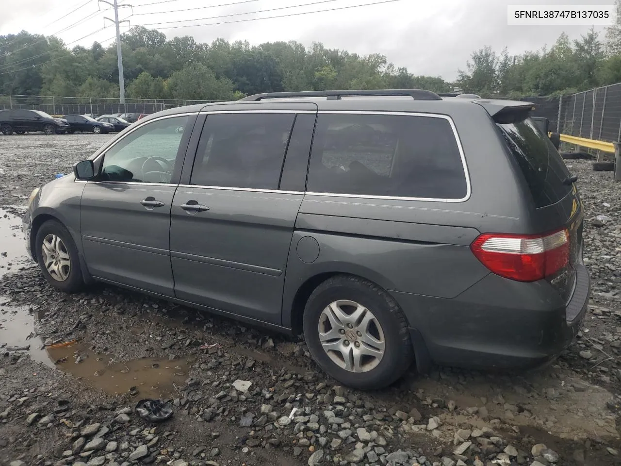 2007 Honda Odyssey Exl VIN: 5FNRL38747B137035 Lot: 69994854