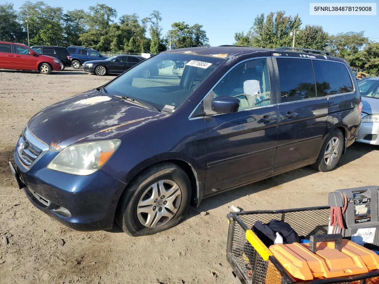 2007 Honda Odyssey Ex VIN: 5FNRL38487B129008 Lot: 70716834