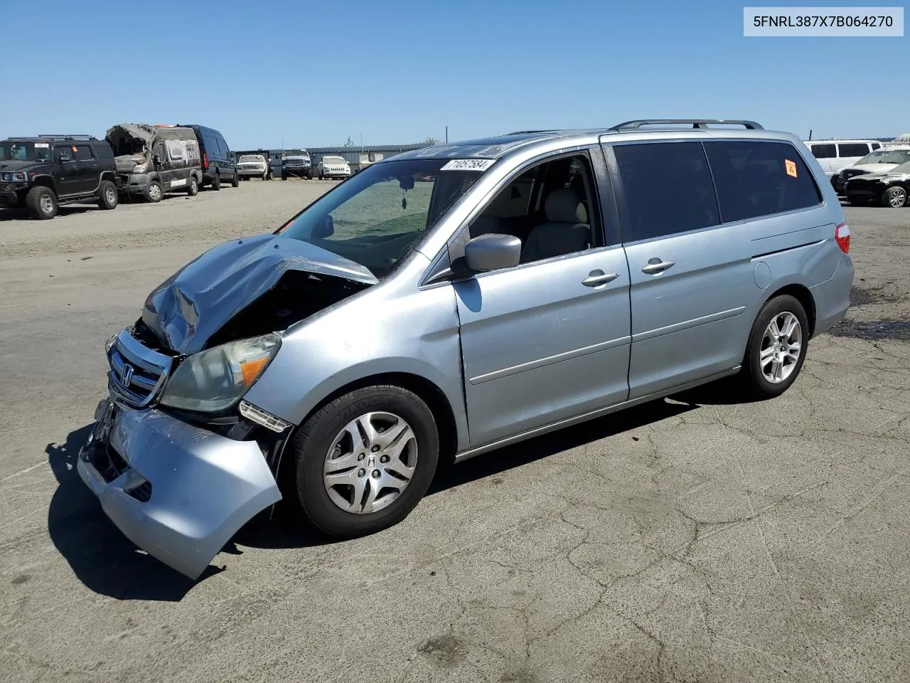 2007 Honda Odyssey Exl VIN: 5FNRL387X7B064270 Lot: 71057584