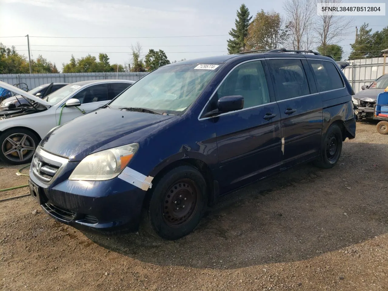 2007 Honda Odyssey Ex VIN: 5FNRL38487B512804 Lot: 71295774