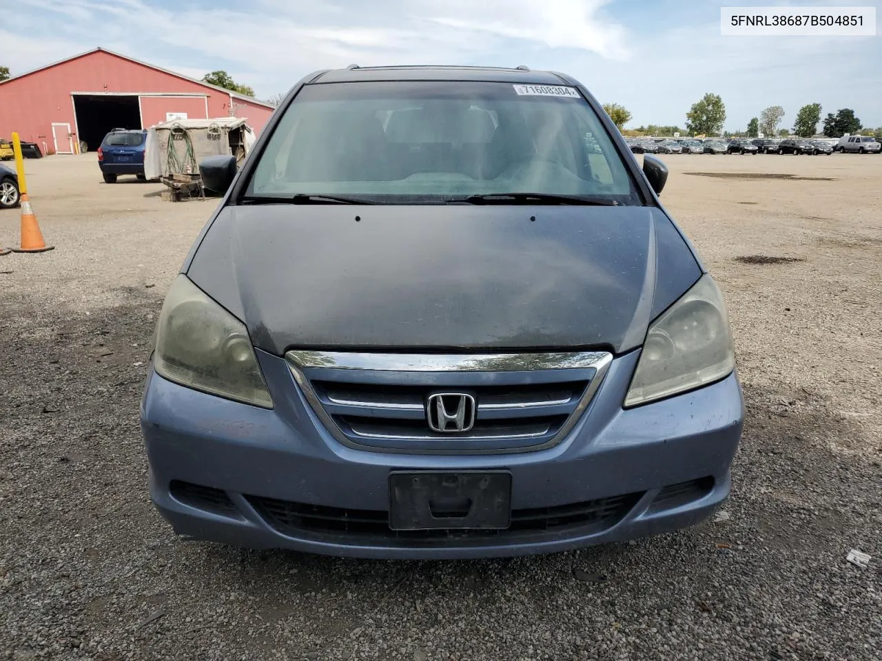 2007 Honda Odyssey Exl VIN: 5FNRL38687B504851 Lot: 71608304