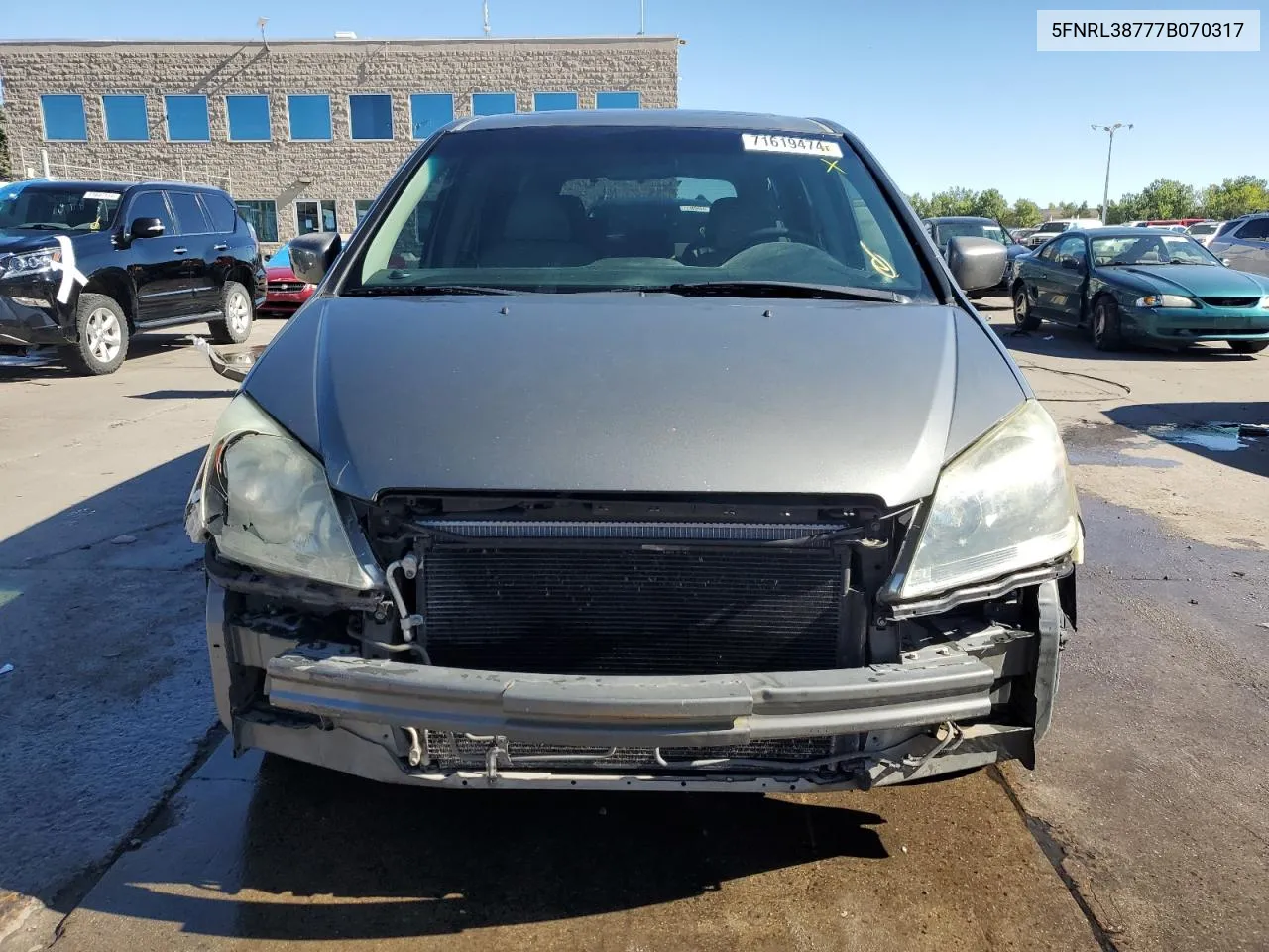 2007 Honda Odyssey Exl VIN: 5FNRL38777B070317 Lot: 71619474