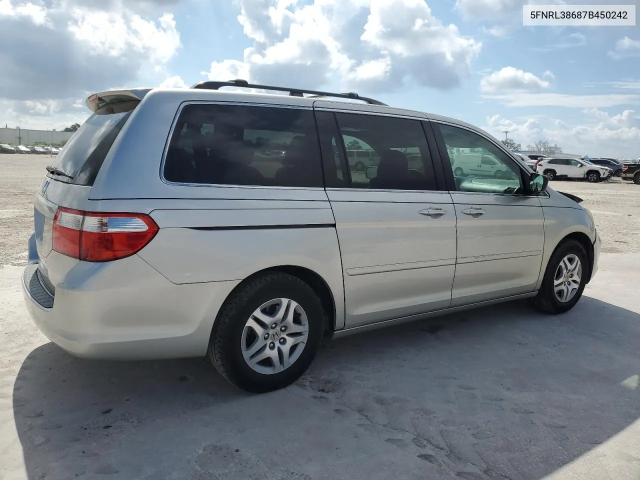 2007 Honda Odyssey Exl VIN: 5FNRL38687B450242 Lot: 72399404