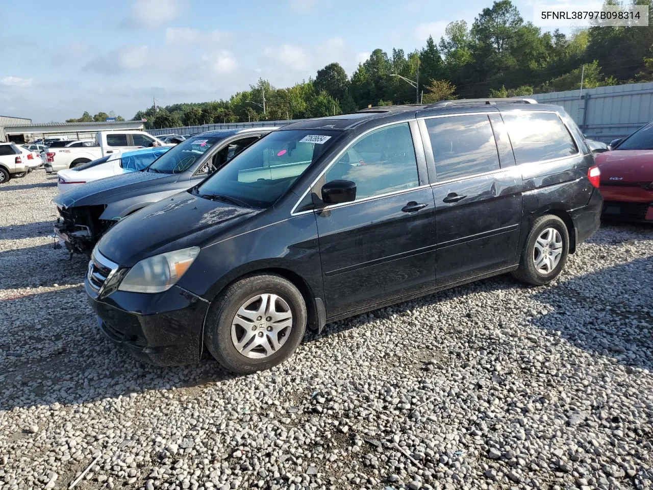 2007 Honda Odyssey Exl VIN: 5FNRL38797B098314 Lot: 72639654