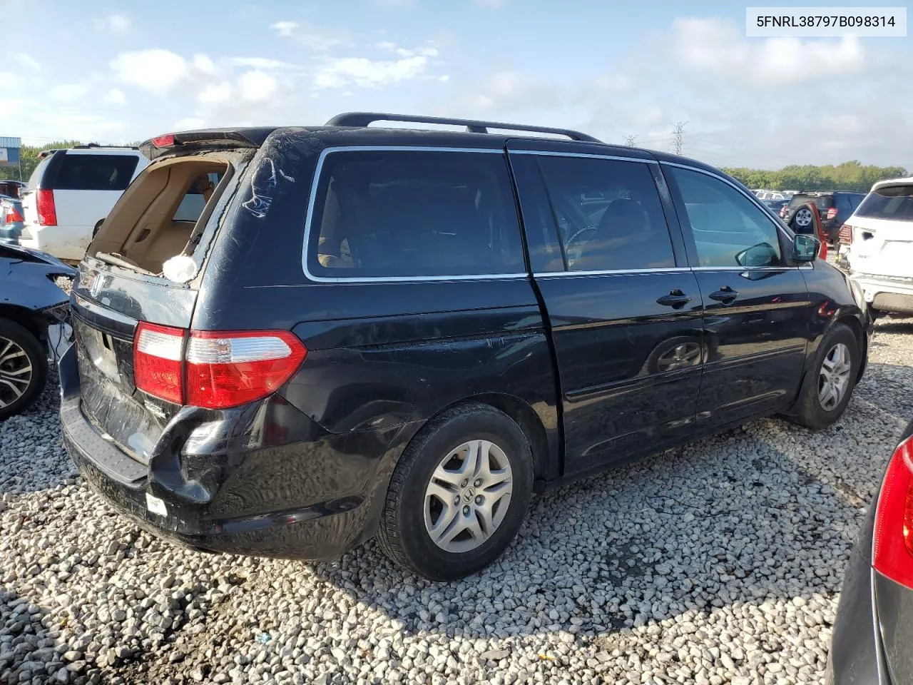 2007 Honda Odyssey Exl VIN: 5FNRL38797B098314 Lot: 72639654