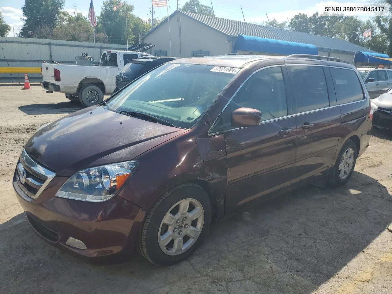 2007 Honda Odyssey Touring VIN: 5FNRL38867B045417 Lot: 72971804