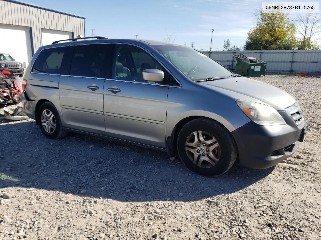 2007 Honda Odyssey Exl VIN: 5FNRL38787B115765 Lot: 73314044