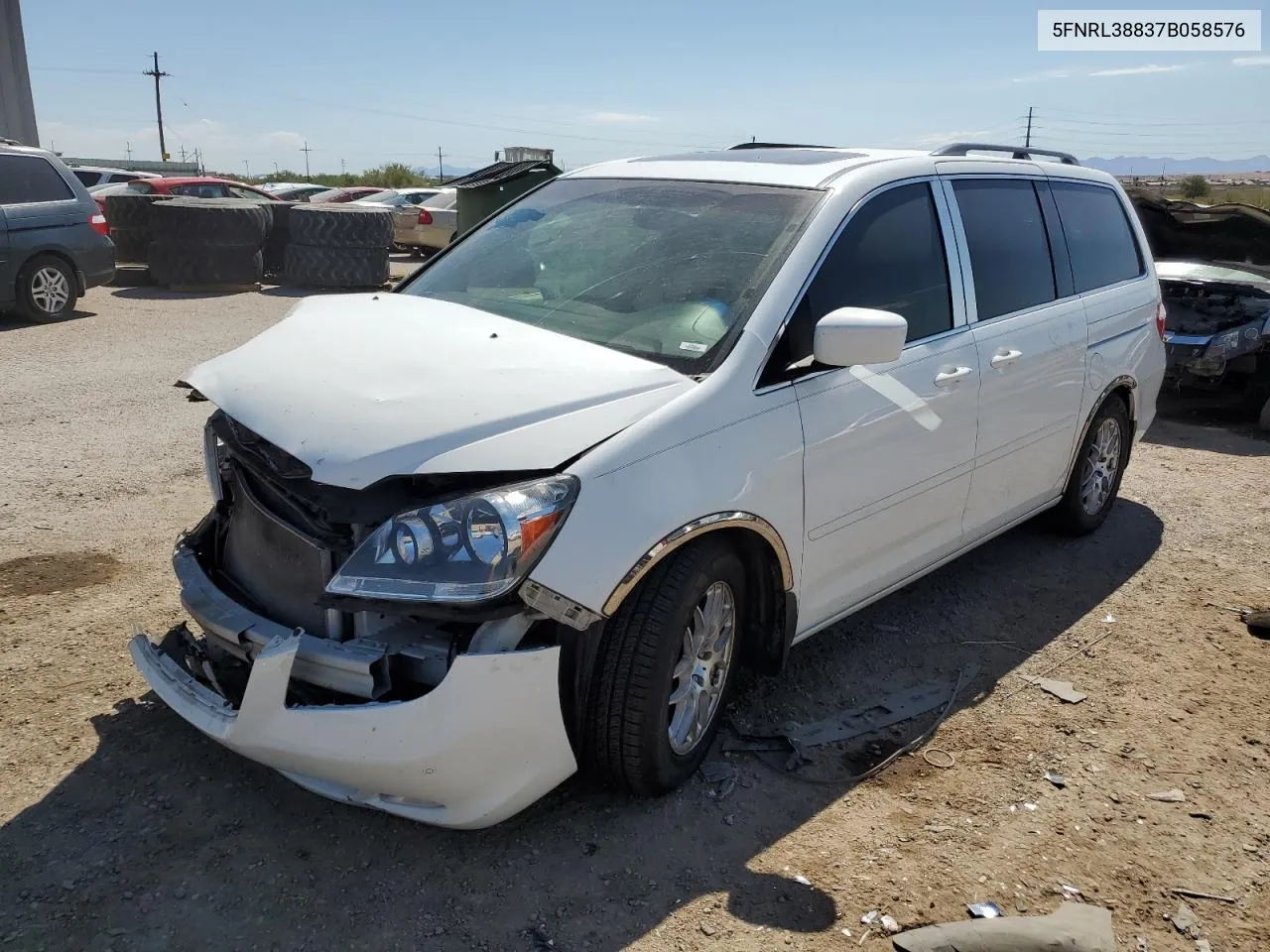 2007 Honda Odyssey Touring VIN: 5FNRL38837B058576 Lot: 73324674