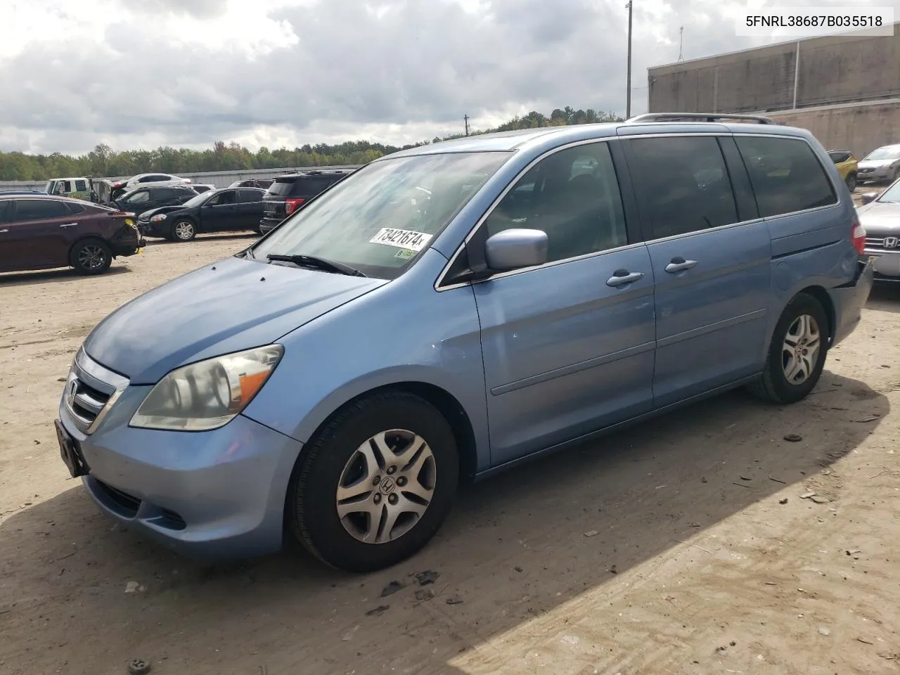 2007 Honda Odyssey Exl VIN: 5FNRL38687B035518 Lot: 73421674