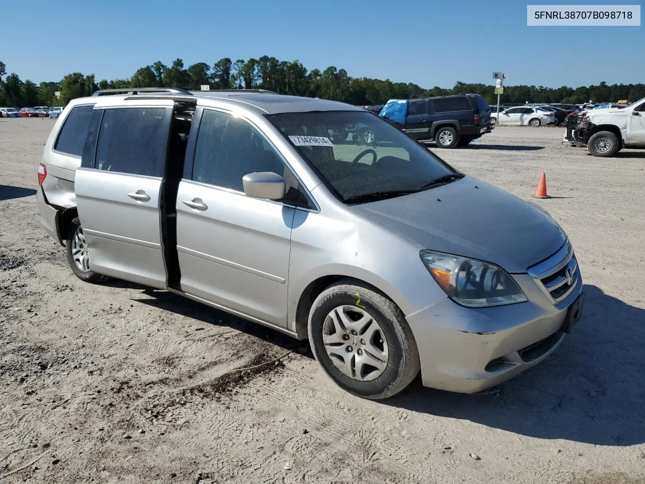 2007 Honda Odyssey Exl VIN: 5FNRL38707B098718 Lot: 73429814