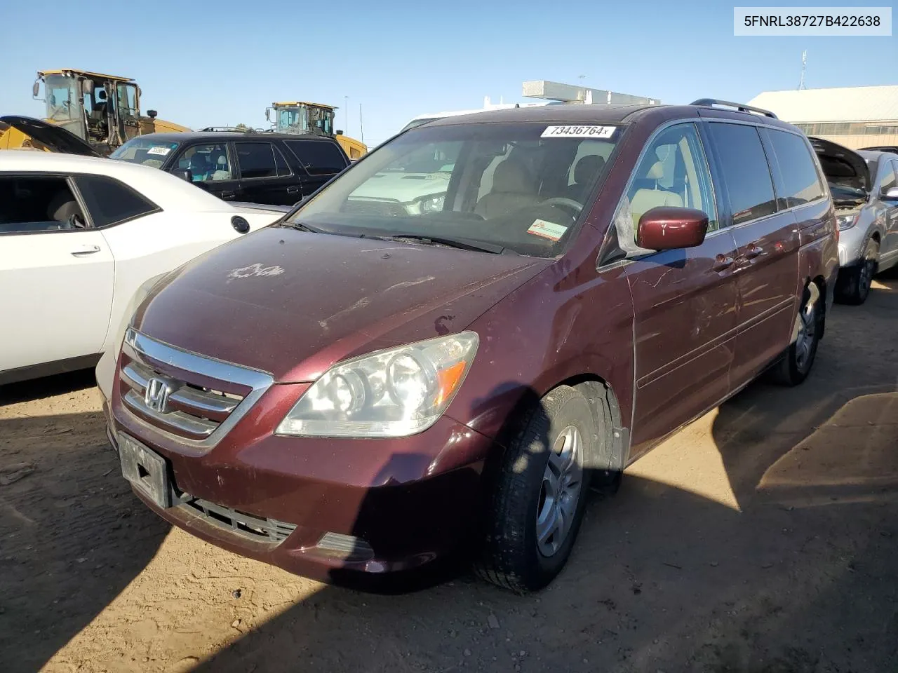 2007 Honda Odyssey Exl VIN: 5FNRL38727B422638 Lot: 73436764