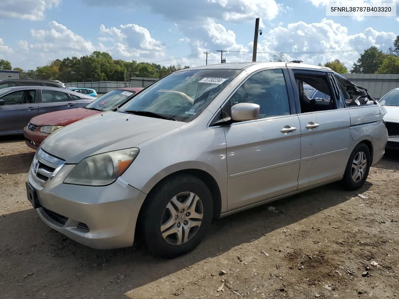 2007 Honda Odyssey Exl VIN: 5FNRL38787B403320 Lot: 73730234