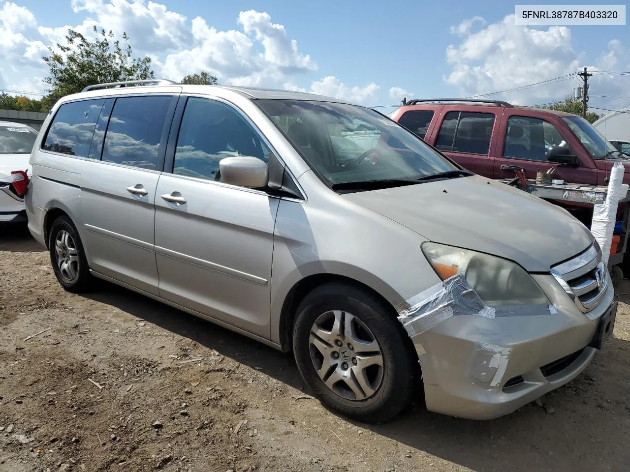 2007 Honda Odyssey Exl VIN: 5FNRL38787B403320 Lot: 73730234