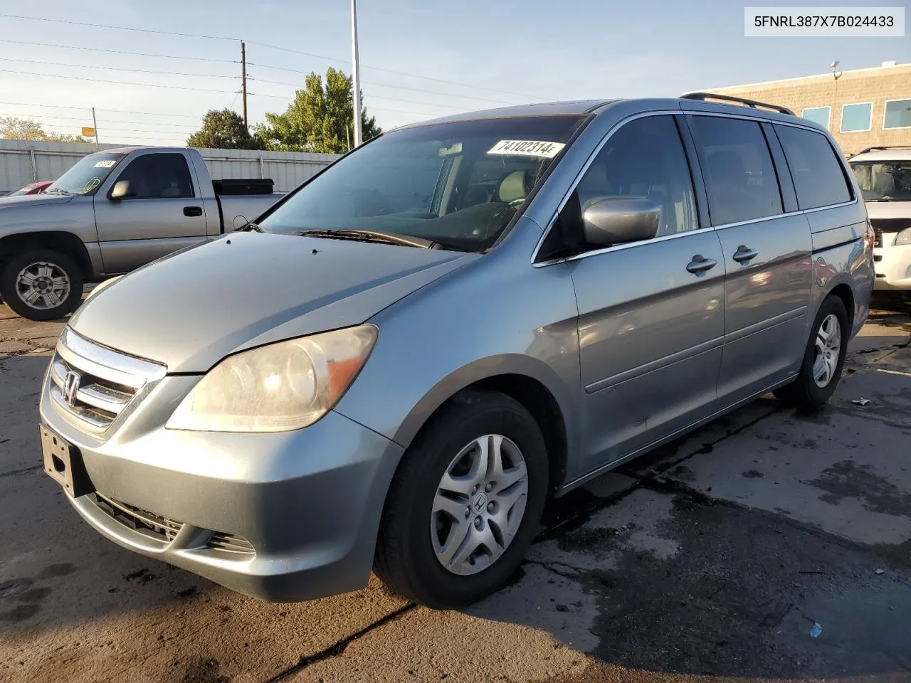 2007 Honda Odyssey Exl VIN: 5FNRL387X7B024433 Lot: 74102314