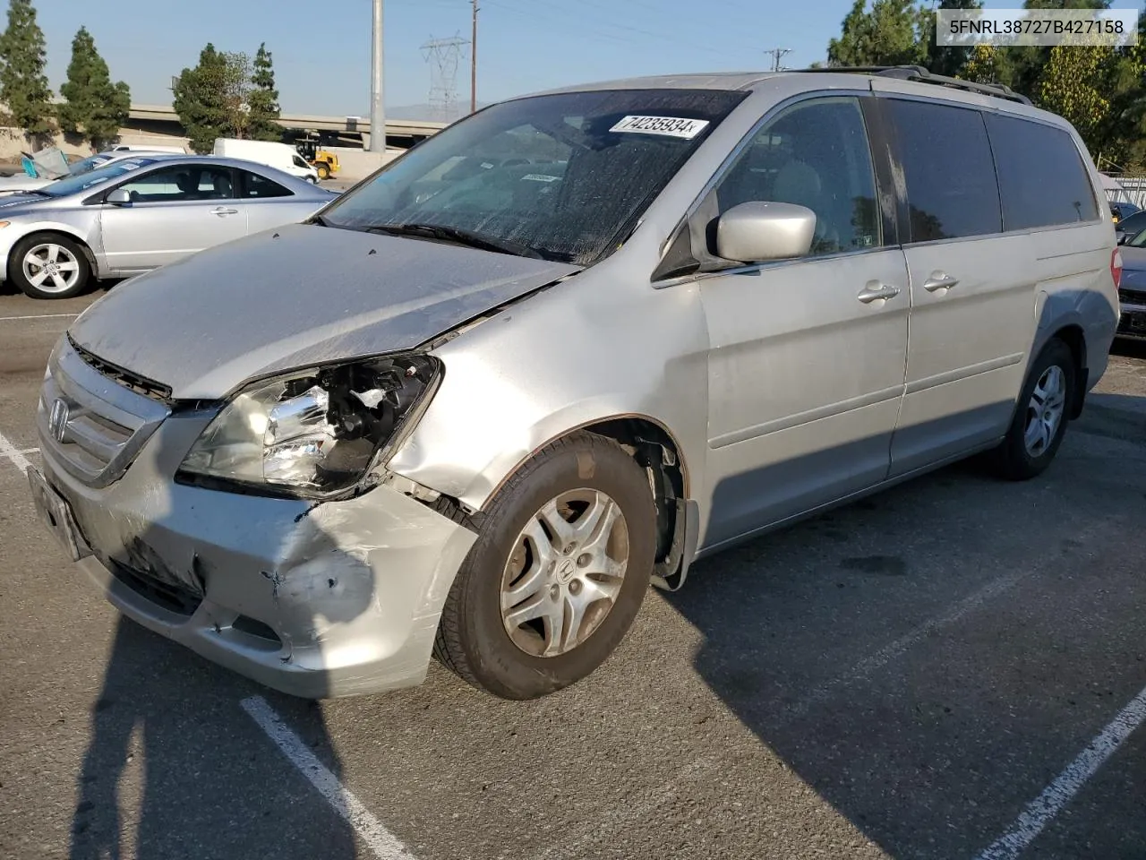 2007 Honda Odyssey Exl VIN: 5FNRL38727B427158 Lot: 74235934