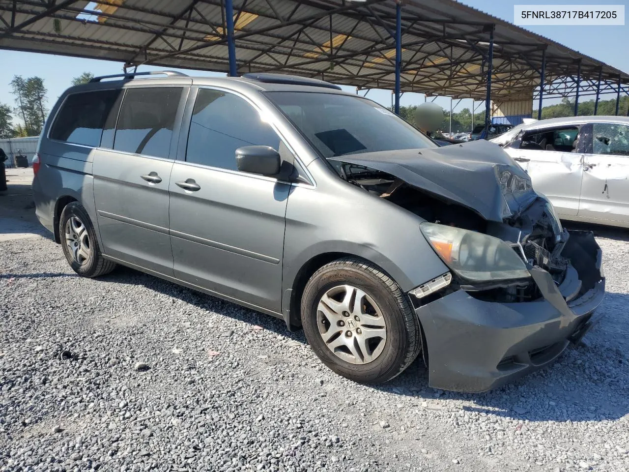 2007 Honda Odyssey Exl VIN: 5FNRL38717B417205 Lot: 74420704