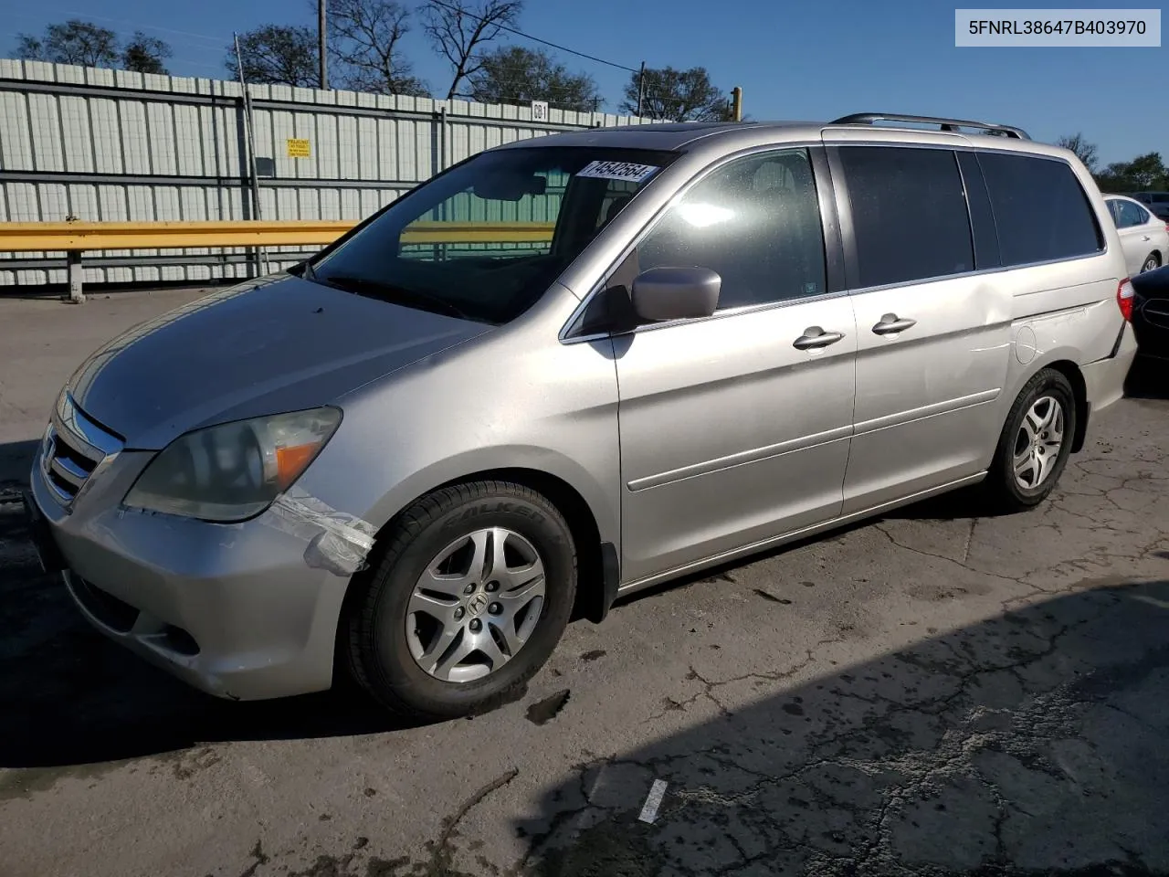 2007 Honda Odyssey Exl VIN: 5FNRL38647B403970 Lot: 74542564