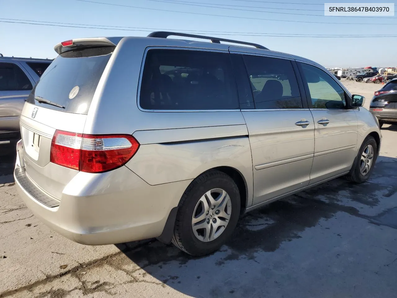 2007 Honda Odyssey Exl VIN: 5FNRL38647B403970 Lot: 74542564