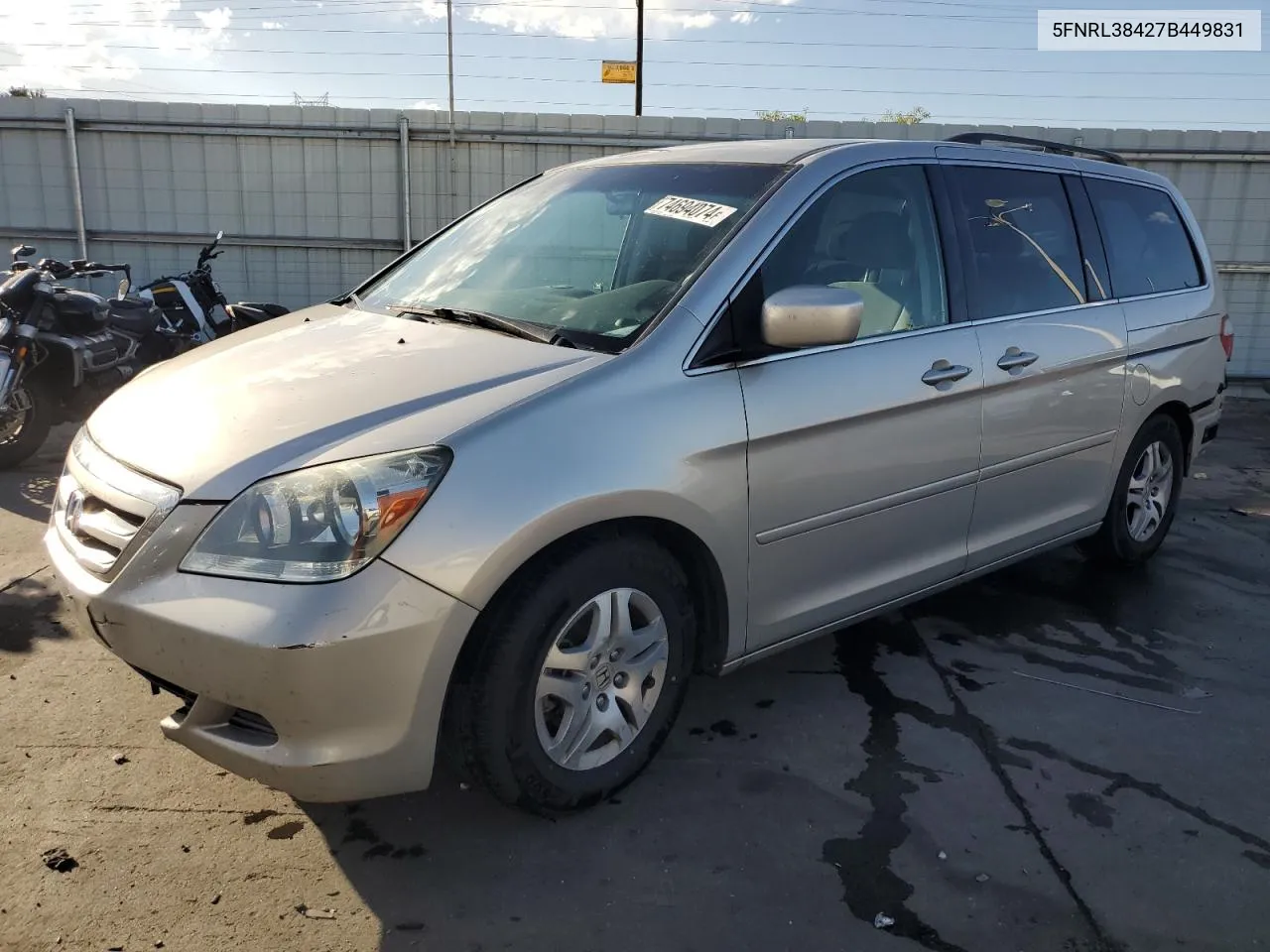 2007 Honda Odyssey Ex VIN: 5FNRL38427B449831 Lot: 74694074