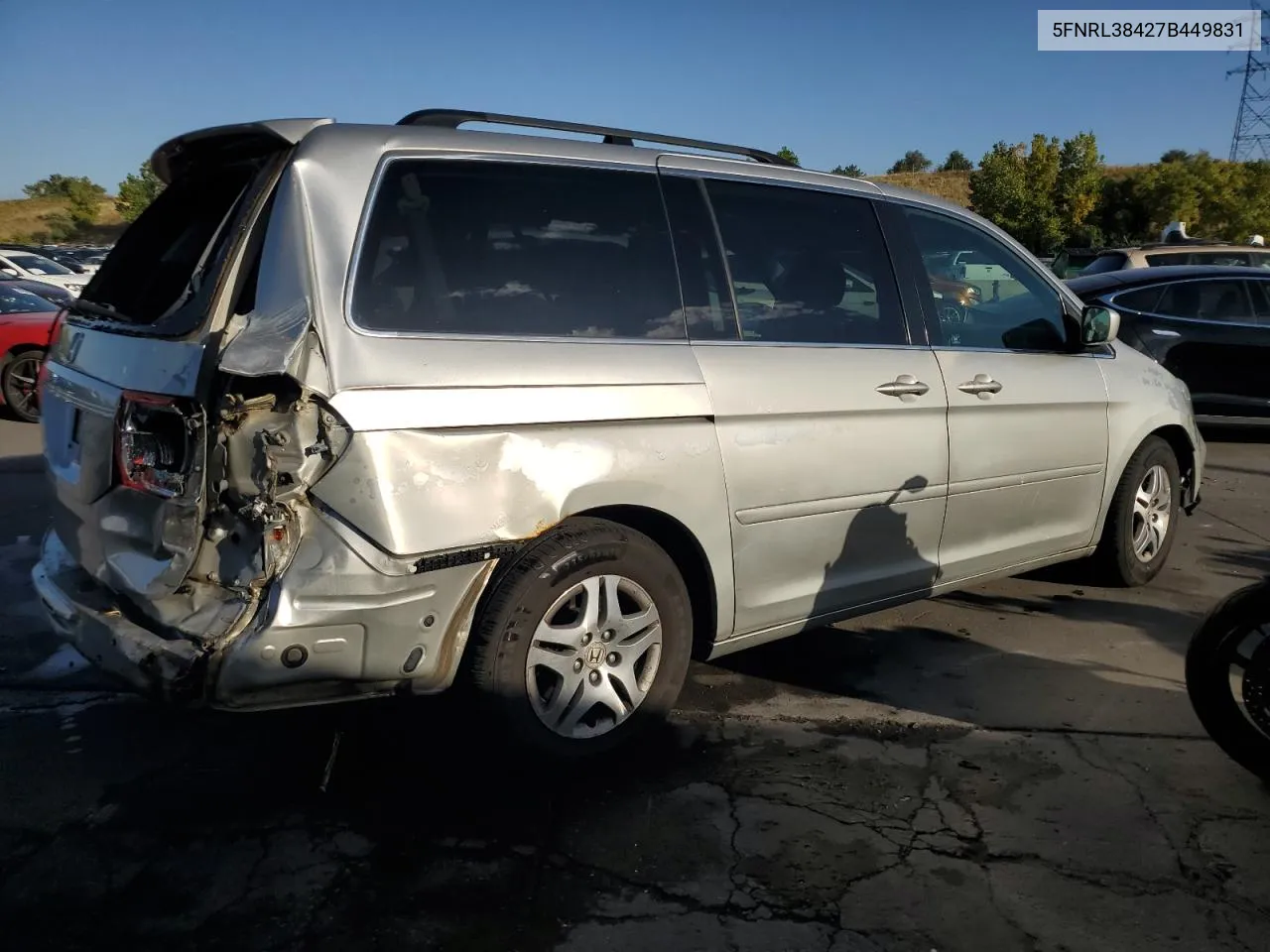 2007 Honda Odyssey Ex VIN: 5FNRL38427B449831 Lot: 74694074