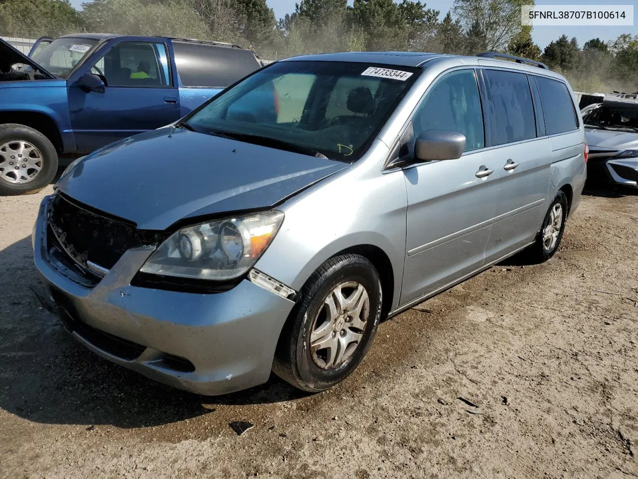 2007 Honda Odyssey Exl VIN: 5FNRL38707B100614 Lot: 74733344