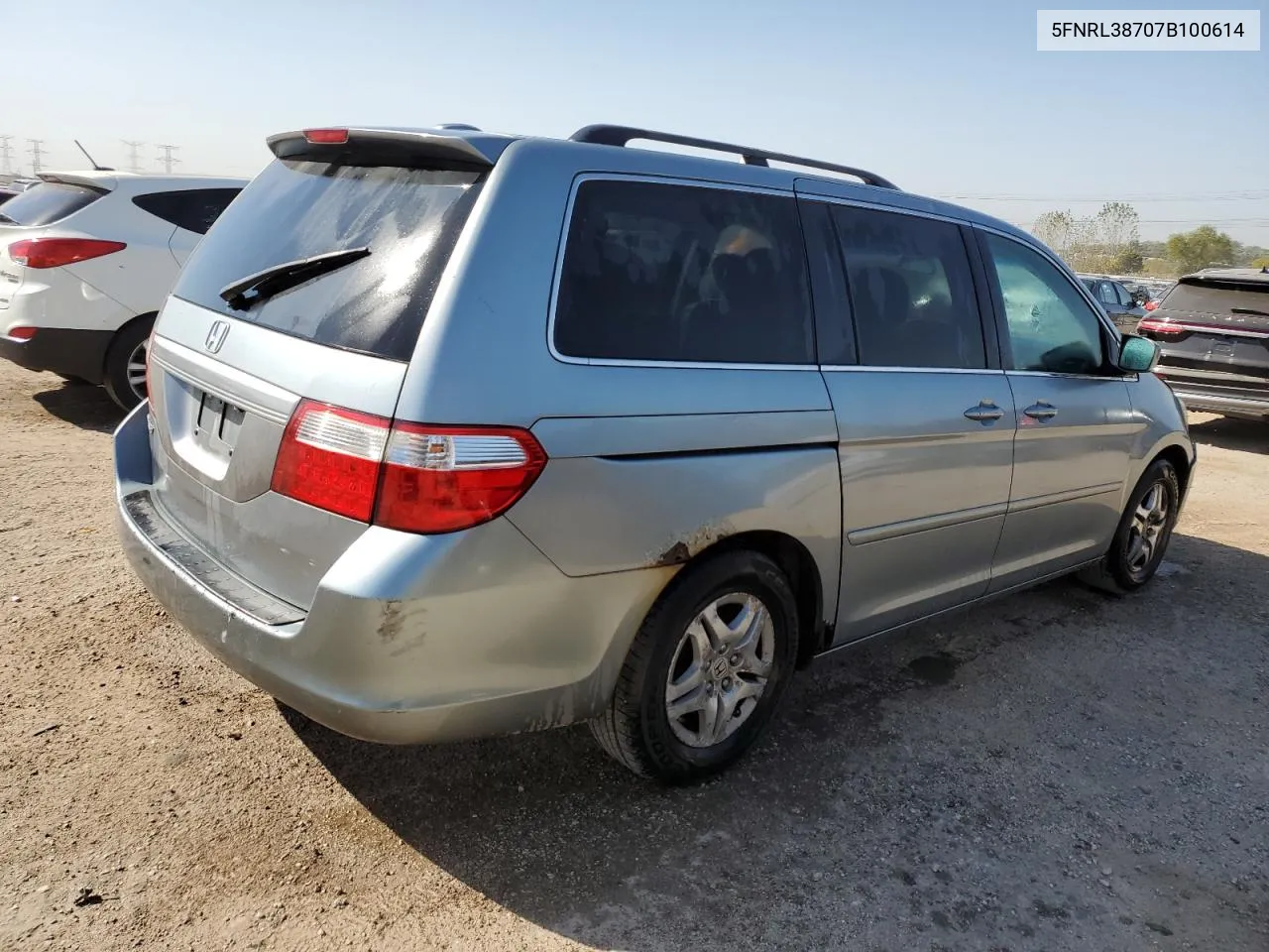 2007 Honda Odyssey Exl VIN: 5FNRL38707B100614 Lot: 74733344