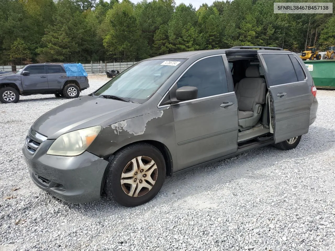 2007 Honda Odyssey Ex VIN: 5FNRL38467B457138 Lot: 74766734