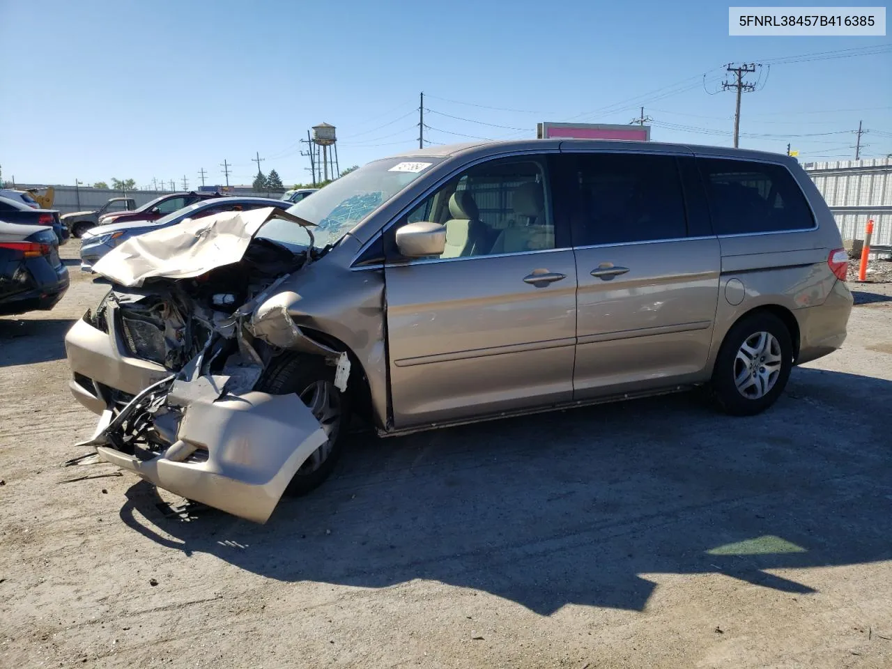 2007 Honda Odyssey Ex VIN: 5FNRL38457B416385 Lot: 74811954