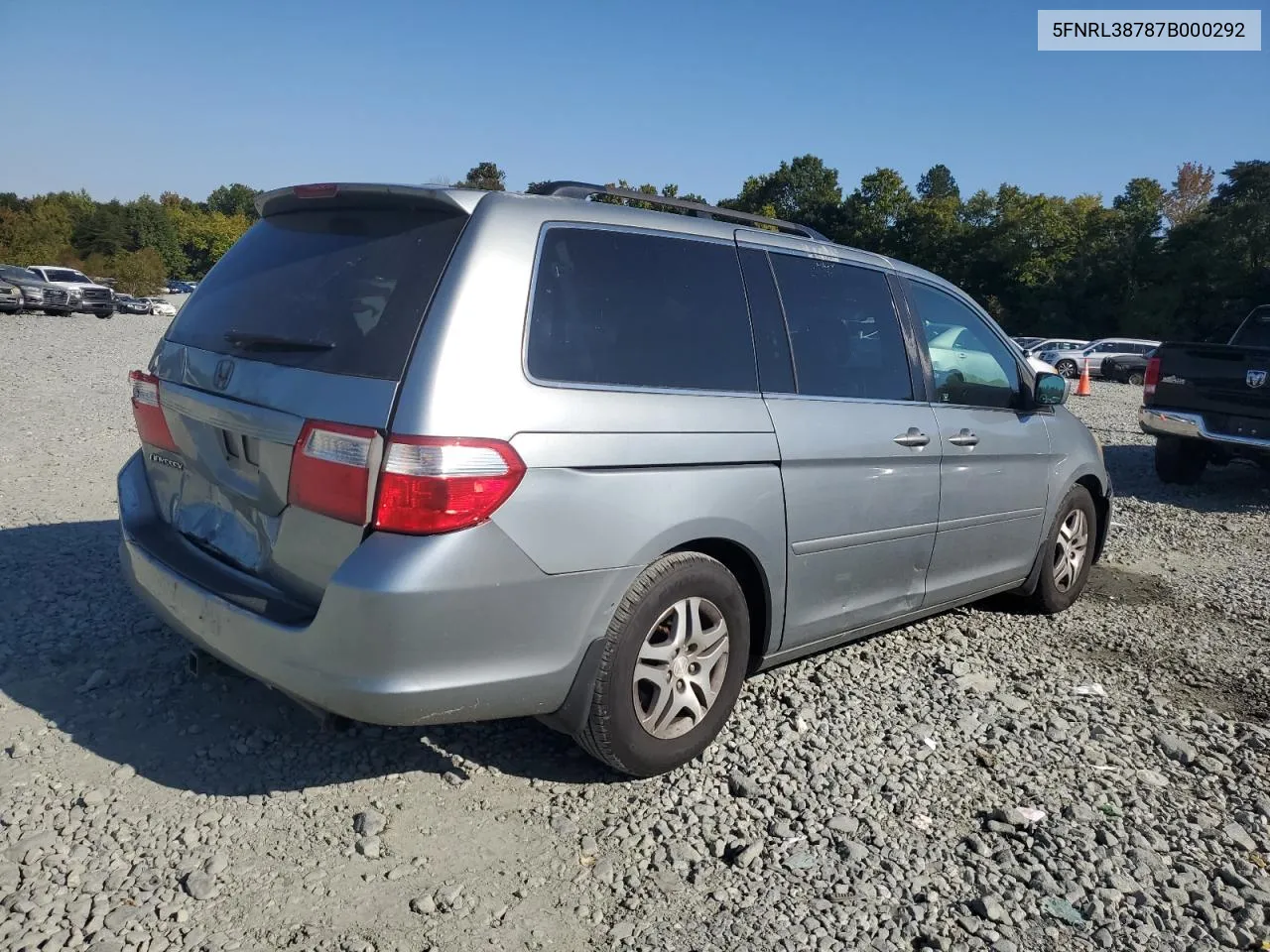 2007 Honda Odyssey Exl VIN: 5FNRL38787B000292 Lot: 75181984