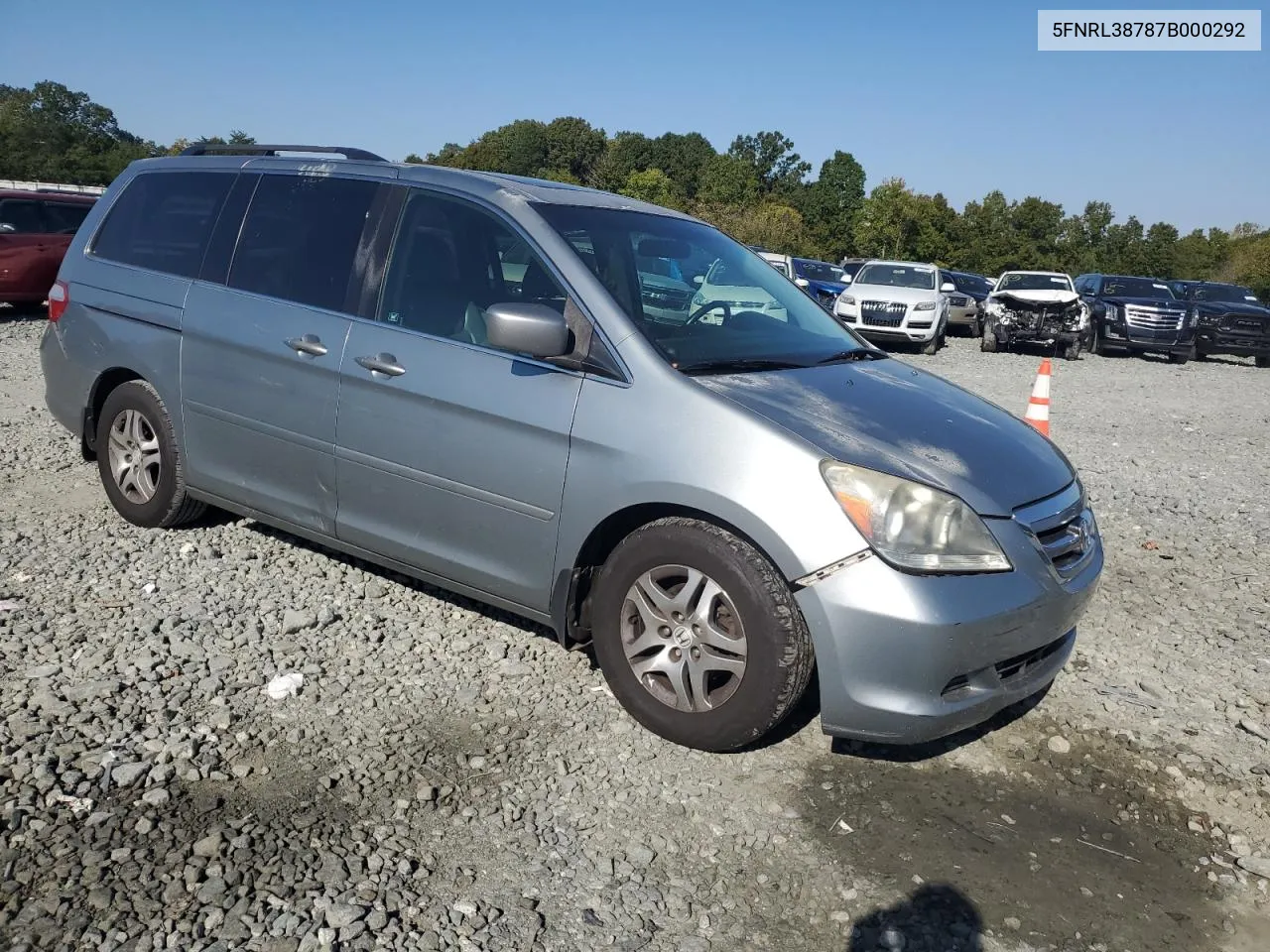 2007 Honda Odyssey Exl VIN: 5FNRL38787B000292 Lot: 75181984