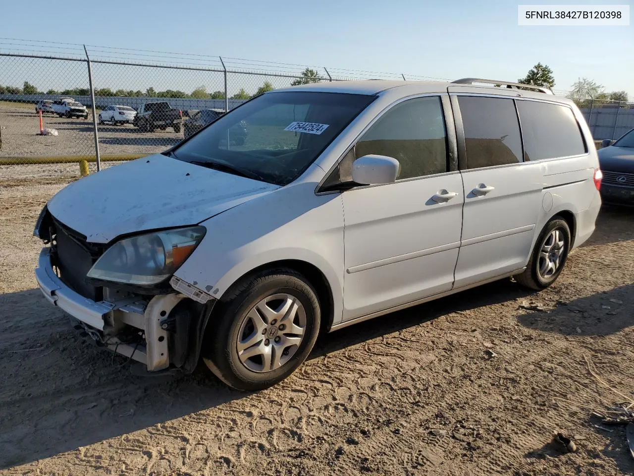 2007 Honda Odyssey Ex VIN: 5FNRL38427B120398 Lot: 75442524